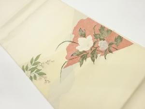 草花模様織出し洒落袋帯